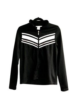 K. JORDAN- WOMENS BLACK FULL ZIP-UP TRACK JACKET SIZE MEDIUM